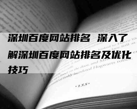 深圳百度网站排名 深入了解深圳百度网站排名及优化技巧