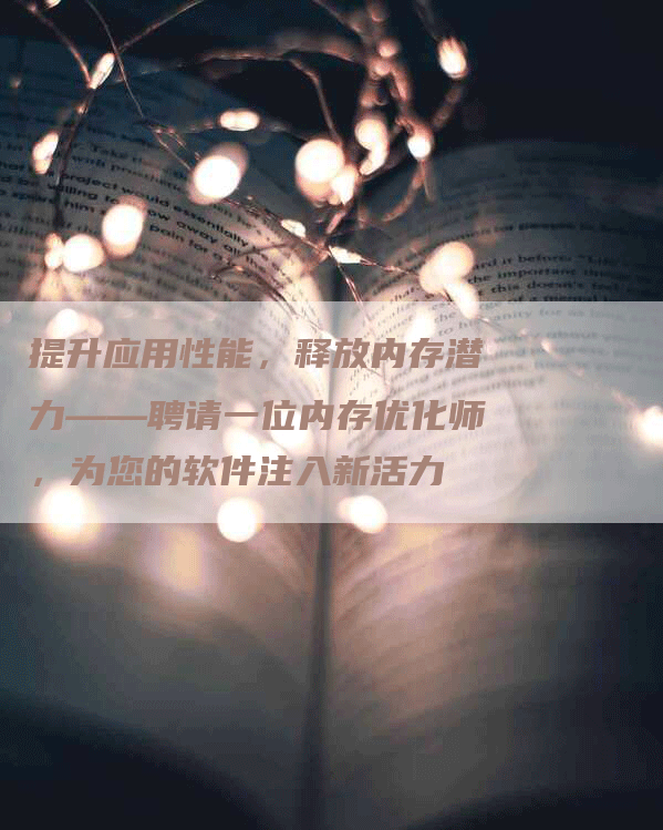 提升应用性能，释放内存潜力——聘请一位内存优化师，为您的软件注入新活力