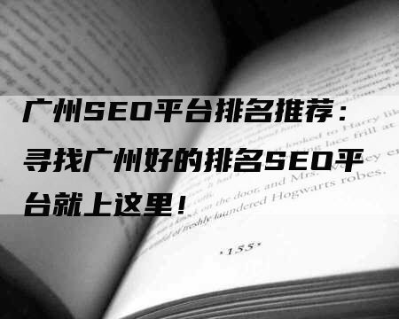 广州SEO平台排名推荐：寻找广州好的排名SEO平台就上这里！