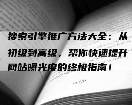 搜索引擎推广方法大全：从初级到高级，帮你快速提升网站曝光度的终极指南！
