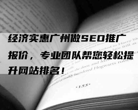 经济实惠广州做SEO推广报价，专业团队帮您轻松提升网站排名！