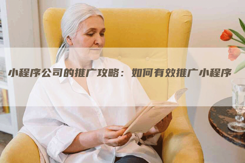 小程序公司的推广攻略：如何有效推广小程序