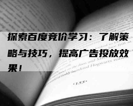 探索百度竞价学习：了解策略与技巧，提高广告投放效果！