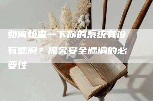 如何检查一下你的系统有没有漏洞？探究安全漏洞的必要性