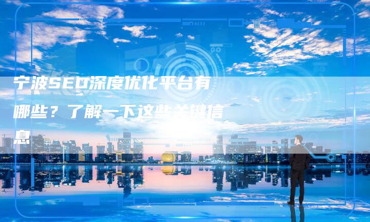 宁波SEO深度优化平台有哪些？了解一下这些关键信息